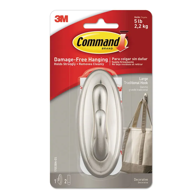 3m 17034BN2-ES Hook,decorative,2pk,bstl