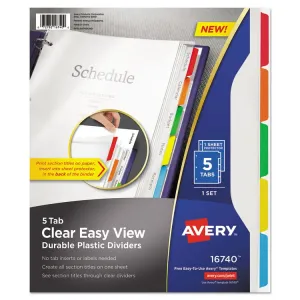 Avery AVE 16740 Averyreg; Easy View Plastic Dividers - 5 X Divider(s) 