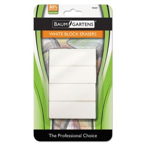 Baumgartens BAU 74121 White Block Eraser - White - Plastic - 4  Pack -