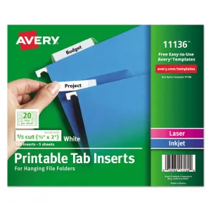 Avery AVE 11136 Averyreg; Printable Tab Inserts For Hanging File Folde