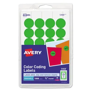 Avery AVE 05462 Averyreg; Color-coding Labels - 34 Diameter - Round - 