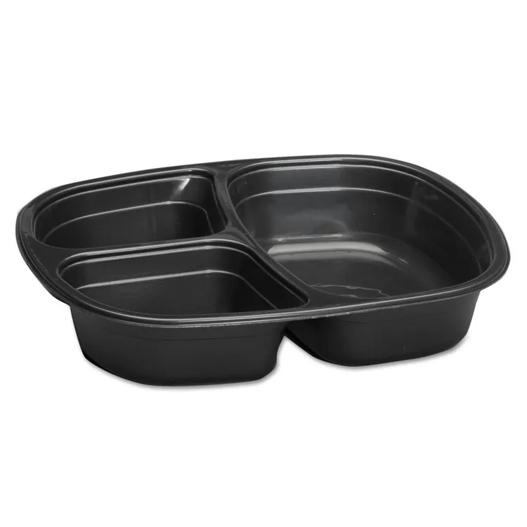 Gen-pak 55027---8B Container,3 Comp Tray,bk