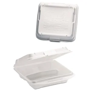 23300--- | Gen-pak Corp. White Foam 3-Compartment Hinged