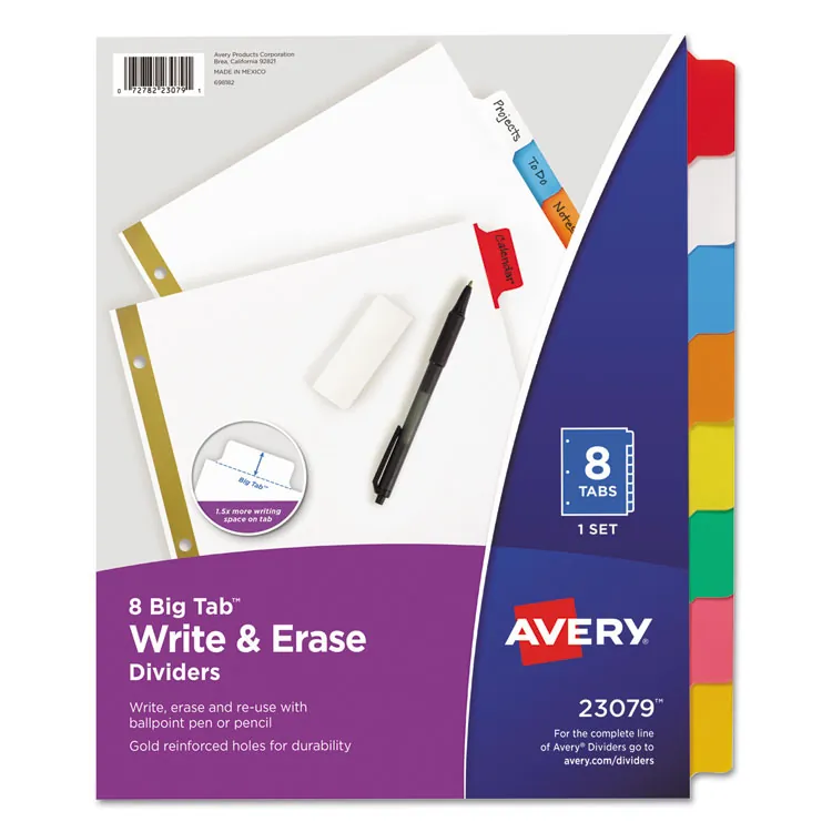 Avery AVE 23078 Averyreg; Big Tab Eraseable Write-on Dividers - 8 X Di