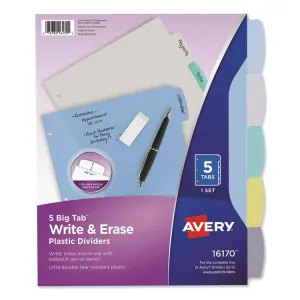 Avery AVE 16170 Averyreg; Big Tab Write  Erase Durable Dividers, 5 Mul