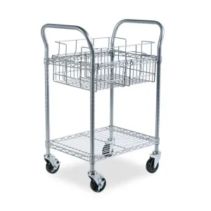 Safco SAF 5235GR Safco Wire Mail Cart - 600 Lb Capacity - 4 Casters - 