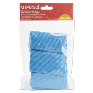 Universal Office Products Microfiber Cleaning Cloths, Blue,