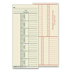 1260 | Tops Business Forms Cincinnati Two-Sided Time Card,