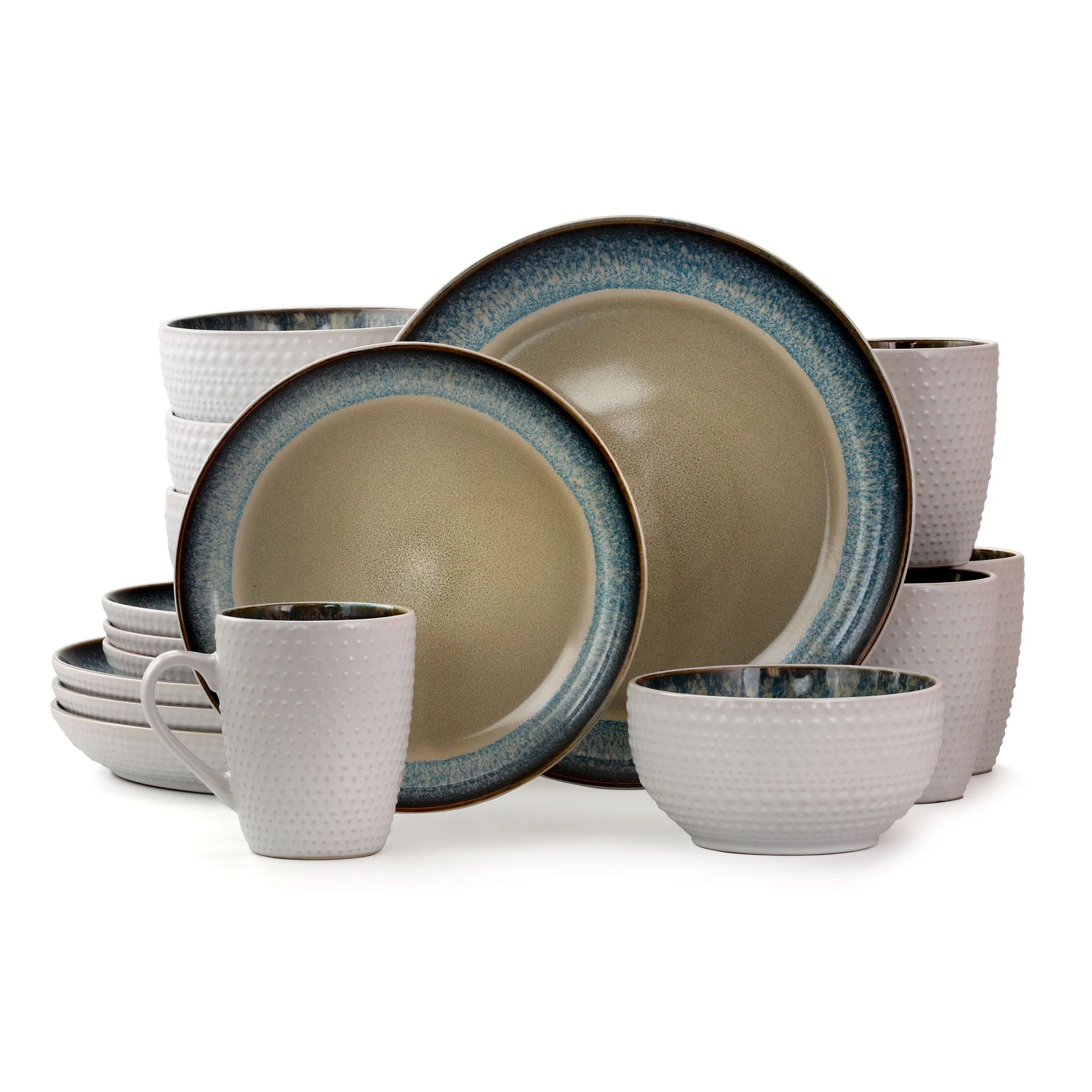 Elama EL-MODERNDOT16 Contemporary Dot 16-piece Stoneware Dinner Set