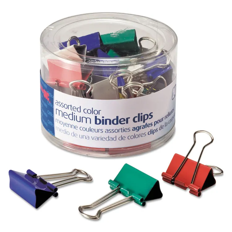 Officemate OIC31028 Assorted Color Binder Clips, 34 Inch, 36 Pack