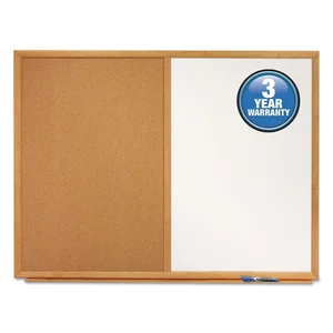 S553 | Quartet Dry-Erase and Cork Board with Oak Finish,
