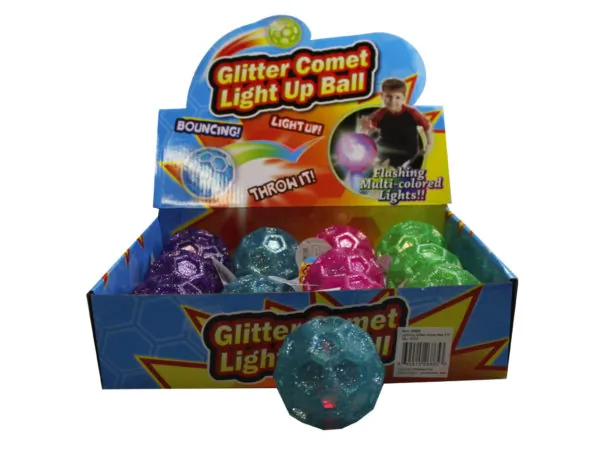 Bulk CH676 2.5039;039; Assorted Light Up Glitter Comet Balls In 12pc D