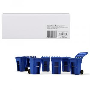 First 90-0518 Set Of 6 Blue Garbage Trash Bin Containers - 134 Scale M