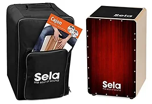 SE128EN | Sela Varios Cajon Red Bundle with Bag, Cajon Pad