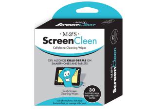 Bulk GE600 Screencleen 30 Pack 75% Alcohol Screen Cleaning Wipes