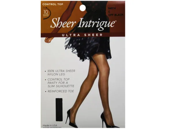 Bulk GW838 Sheer Intrigue Off Black Ultra Sheer Control Top Pantyhose 