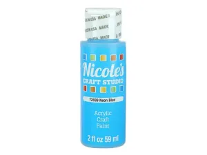 Bulk CH695 Nicoles 2 Oz Acrylic Craft Paint In Neon Blue