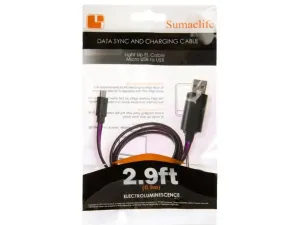 Bulk EC414 Light Up Micro Usb Charge And Sync Cable In Purple