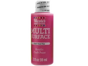 Bulk CH773 Nicoles 2 Oz Acrylic Multi Surface Craft Paint In Vivid Pin