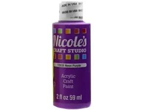 Bulk CH729 Nicoles 2 Oz Acrylic Craft Paint In Neon Purple