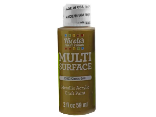 Bulk CH752 Nicoles 2 Oz Acrylic Multi Surface Craft Paint In Metallic 