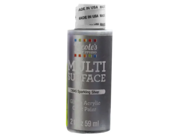 Bulk CH767 Nicoles 2 Oz Acrylic Multi Surface Craft Paint In Spark Sil