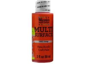 Bulk CH760 Nicoles 2 Oz Acrylic Multi Surface Craft Paint In Neon Oran