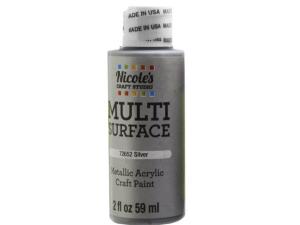 Bulk CH757 Nicoles 2 Oz Acrylic Multi Surface Craft Paint In Metallic 