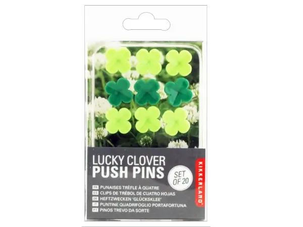 Bulk CS176 Kikkerland 20 Piece Lucky Clover Push Pins