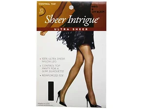 Bulk Buys Ultra Sheer Control Top Pantyhose - Off Black