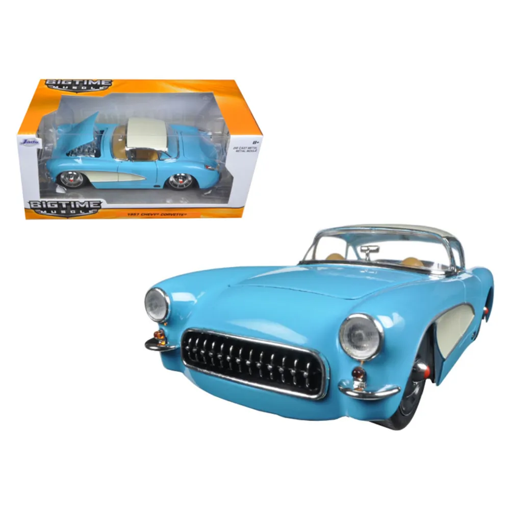 Jada 98162 1957 Chevrolet Corvette Sky Blue Diecast Model 1:24 By Jada