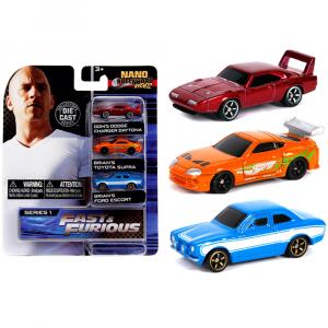 Jada 31124 Fast  Furious 3 Piece Set Nano Hollywood Rides Series 1 Die