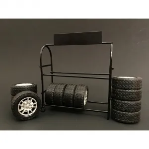 American 77518 Metal Tire Rack With Rims And Tires For 118 Scale Model