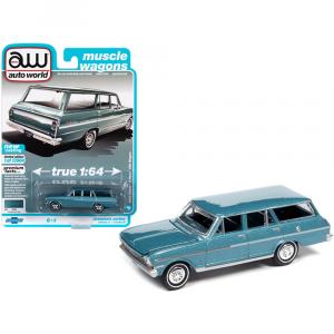 Autoworld 64312-AWSP067B 1963 Chevrolet Ii Nova 400 Station Wagon Azur