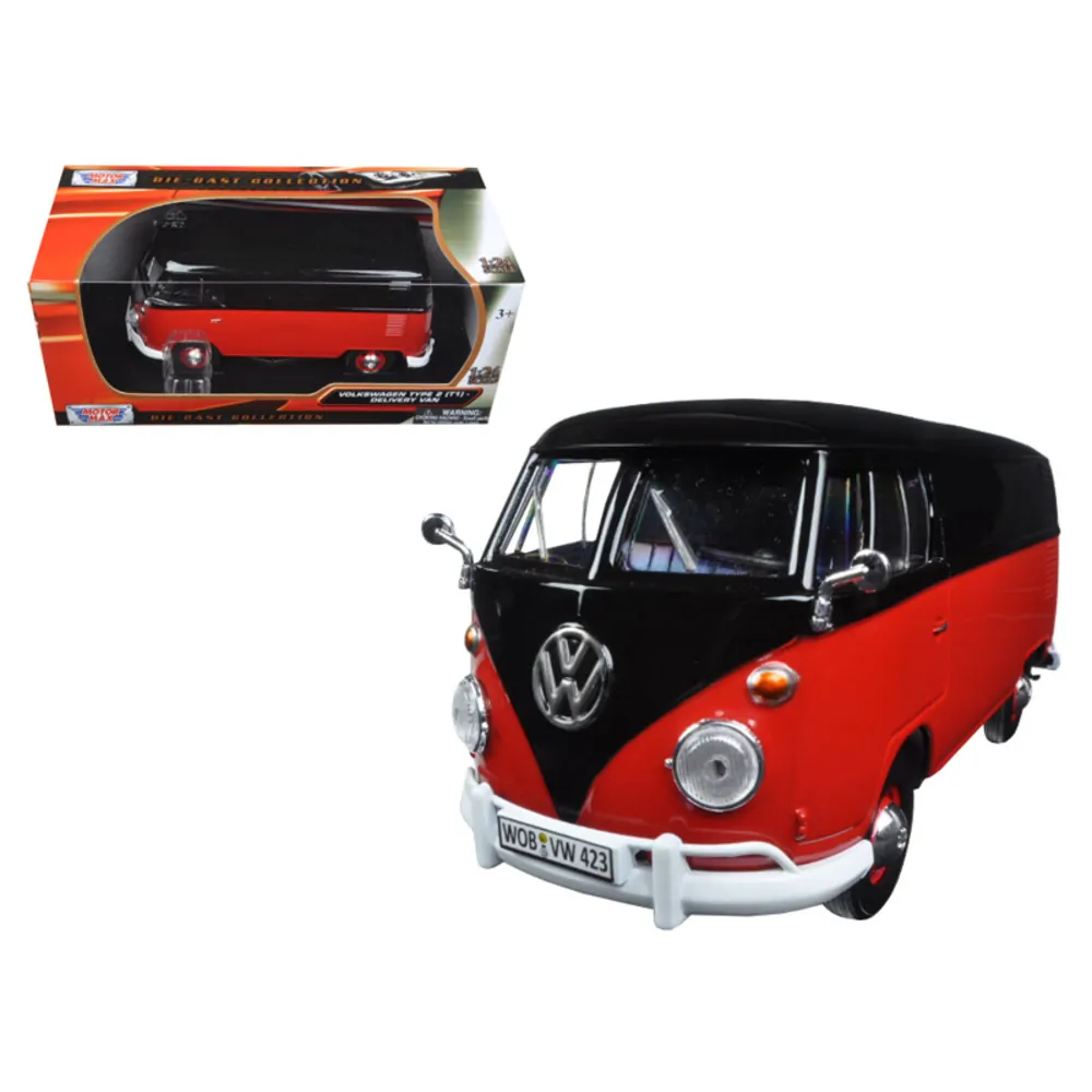 Motormax 79342BKR Volkswagen Type 2 (t1) Delivery Van Black And Red 12