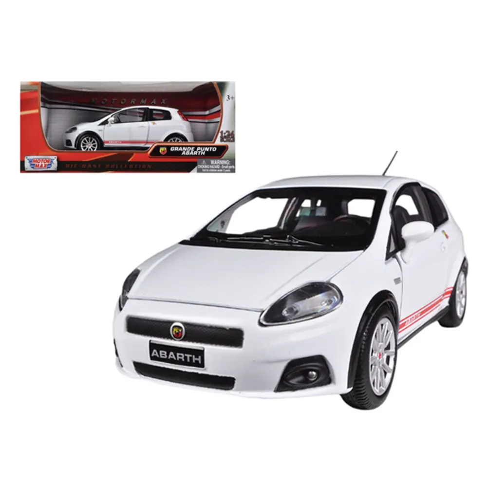 Motormax 73381w Fiat Grande Punto Abarth White 124 Diecast Car Model B