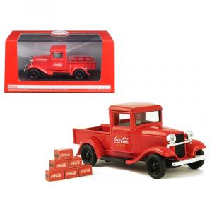 Motorcity 443743 1934 Ford Model A Pickup Truck Red With 6 Bottle Cart