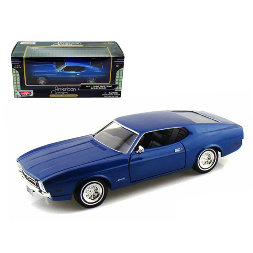 Motormax 73327bl 1971 Ford Mustang Sportsroof Diecast Model Car - Blue