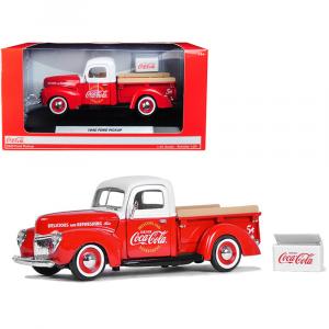 Motorcity 424040 1940 Ford Pickup Truck Coca-cola Red And White With C