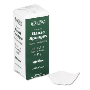 Medline MII PRM21408C Caring Non-sterile Cotton Gauze Sponges - 8 Ply 