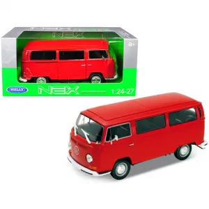 Welly 22472r 1972 Volkswagen T2 Bus Van Red 124 Diecast Model By