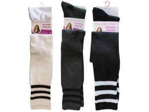 Bulk BJ397 Women039;s Knee High Three Stripe Socks In Assorted Colors