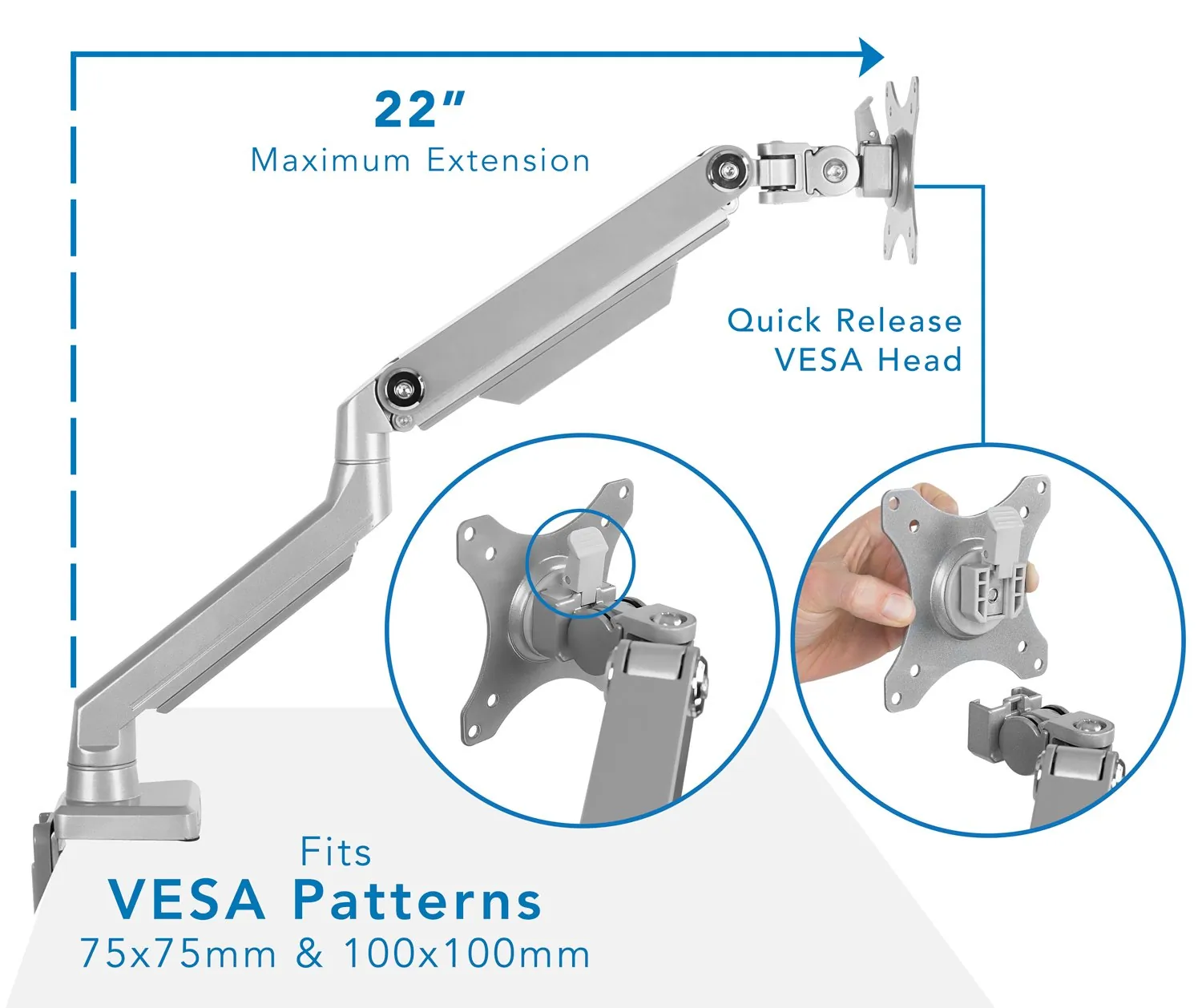 Relaunch MI-2761 Adjustable Vesa Monitor Arm For 75x75mm And 100x100mm