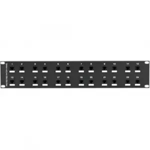 Black JSM114A 24-port Cat6 Patch Panel - 2u Rack-mountable Unit