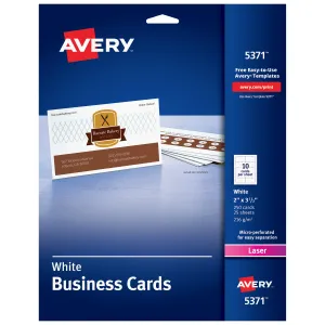 Avery 05371 Averyreg; Laser Business Card - White - 97 Brightness - A8