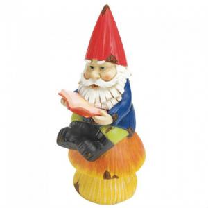 Accent 10018055 Whimsical Reading Gnome Solar Garden Statue