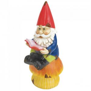 Accent 10018055 Whimsical Reading Gnome Solar Garden Statue