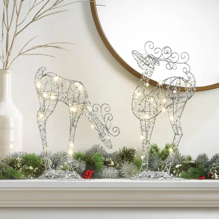 Christmas 10018956 Light-up Leaning Down Reindeer Decor - 14 Inches