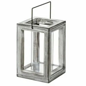 Accent 10015435 Rustic Wood Natural Candle Lantern - 9 Inches