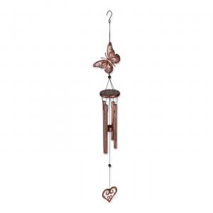 Accent 10017701 Butterfly And Heart Wind Chimes - 31.5 Inches